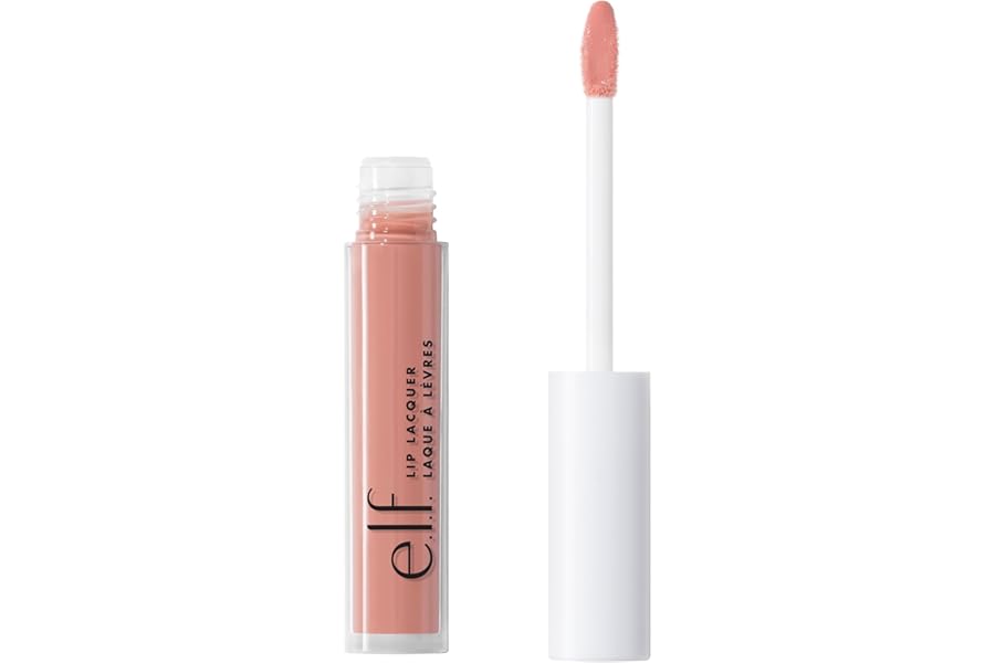 e.l.f. Lip Lacquer, Nourishing, Non-Sticky Ultra-Shine Lip Gloss With Sheer Color, Infused With Vitamins A & E, Vegan & Cruelty-Free, Whisper Pink
