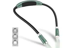 BETENSH Rechargeable 4 LED Neck Reading Light, Book Lights for Reading in Bed, 3 Brightness Levels, Bendable Arms, Long Lasting. Perfect for Reading, Craft & Knitting (Army Green)