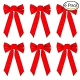 Resinta 6 Pack Red Velvet Christmas Bow for Holiday Christmas Decoration or Home Décor, 10 Inch by 16 Inch (6)