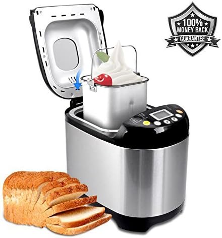 Bread Maker Programmable Bread Machine with Bread Maker Recipe, 15 Hours Delay Time and 19 Digital LCD Display
