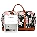 CAMTOP Weekender Travel Bag Women Ladies Overnight Bags PU Leather Trim Canvas Carry On Duffle (Flower)