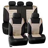 FH Group FB068BEIGE115 Beige Universal Car Seat Cover (Premium 3D Air mesh Design Airbag and Rear Split Bench Compatible)