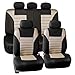 FH Group Automotive Car Seat Covers Full Set Premium 3D Air Mesh Beige and Black Seat Covers, Airbag Compatible and Split Bench Cover Universal Fit Interior Accessories for Cars Trucks and SUVs
