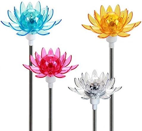 Solar Rotating Flower Light , Garden Stake Outdoor Yard Decor Landscape LED Light Lamp , color pick by random