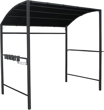 AGP BBQ Shelter Tent Canopy with Shelf Hooks Bottle Holders Metal Frame Grey