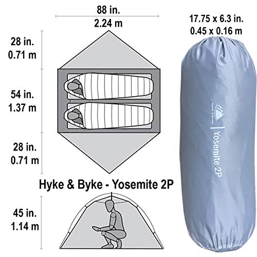 2 Person Backpacking Tent with Footprint Lightweight Yosemite Two Man