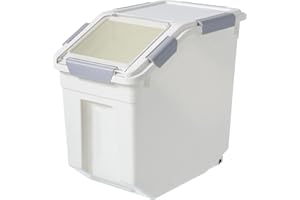 HANAMYA 25 Liter / 40 lbs Rice Storage Container with Measuring Cup, BPA free, For Rice | Grain | Pet Food | Flour, 2 count, White