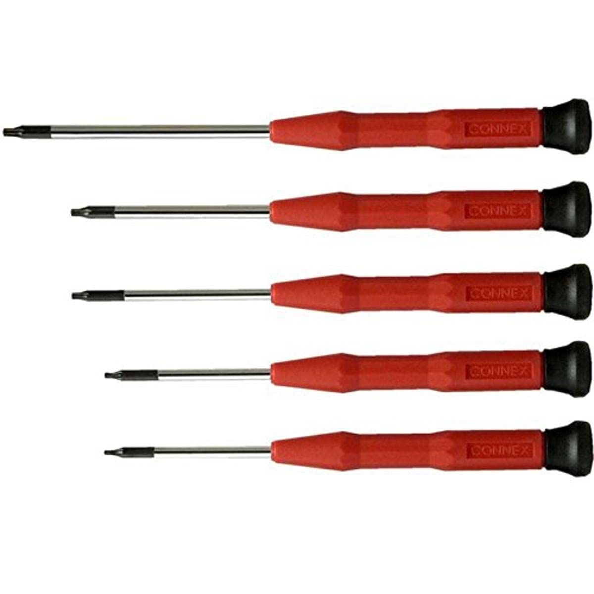 Connex COXT977010 Torx Precision Screwdriver Set, Silver/Black/Red, 5 Piece