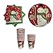 Christmas Paper Plates Napkins and Cups Red with Snowman