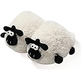 Sheep Fuzzy Animal Slippers for Women & Men, Indoor/Outdoor with Plush Warm Lining, Memory Foam House Slippers
