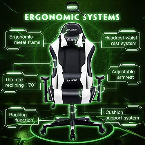 Hughouse Big & Tall Gaming Chair with Headrest and Lumbar Support