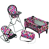 Mommy &amp; Me 3 in 1 Doll Play Set 1 Doll Pack N Play. 2 Doll Bouncer 3.Doll High Chair. Fits 18'' Doll