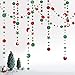 Decor365 Glitter Red Green Christmas Decorations Hanging Star Circle Garland Banner Backdrop Streamer Ugly Sweater Party Birthday Wedding Xmas Tree New Year Celebration Office Classroom Decor