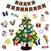JOKBEN DIY Felt Christmas Tree Set, with Merry Christmas Felt Banner Wall Hanging Christmas Decorations with 30pcs Detachable Ornaments Xmas Gifts for Child