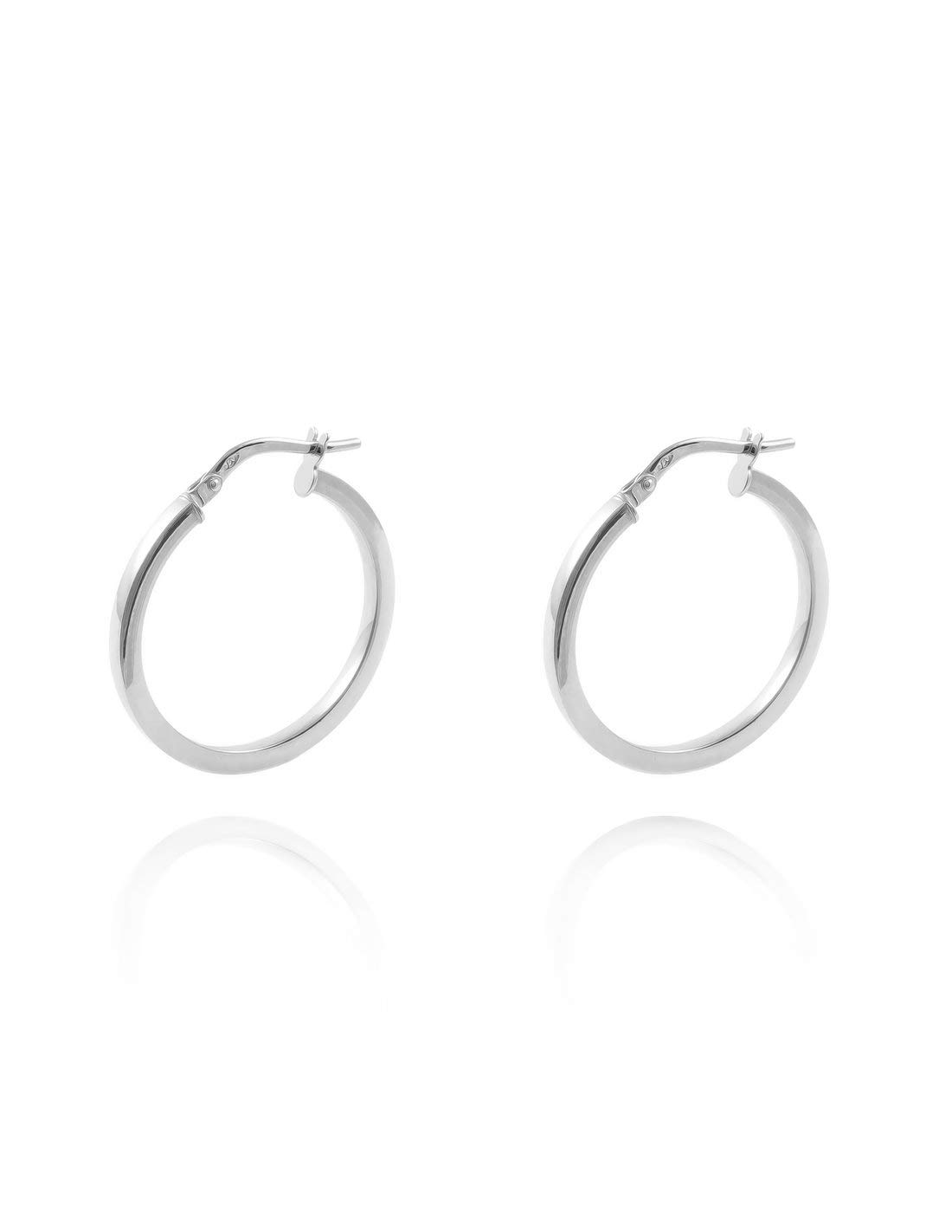 Mondepetit - 925 Sterling Silver Square Hoops shine earrings 24x2 mm