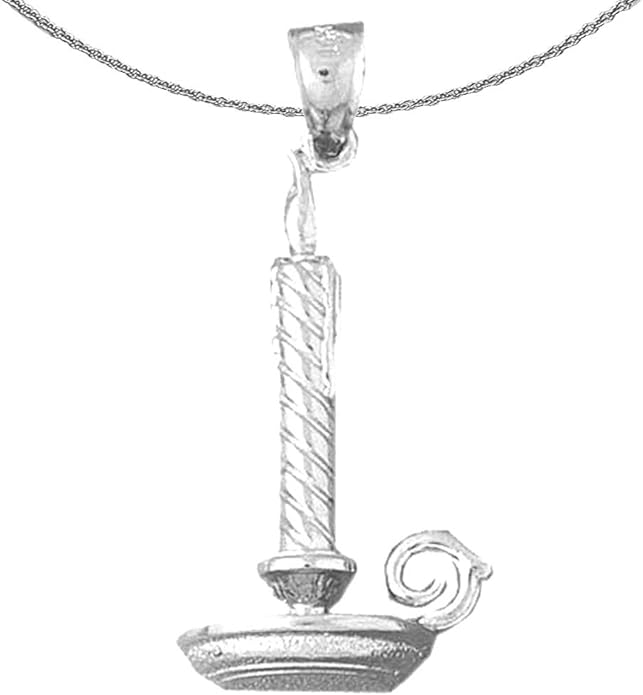 14K White Gold Candle With Candle Stand Necklace 39 mm Amazon.co.uk Home & Kitchen
