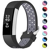 Geak Fitbit Alta Bands and Fitbit Alta HR Bands, Sports Replacement Accessory Wristband with Secure Watch Buckle,Small,Black with Gray