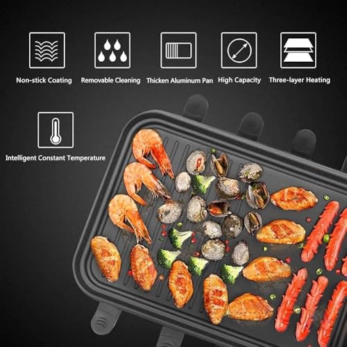 Dxmocos Raclette Grills Indoor Raclette Machine, Grill for 8 with Non-Stick Coating Plate, 8 Mini Pans, 1500W Adjustable Temperature Control for 8 Person