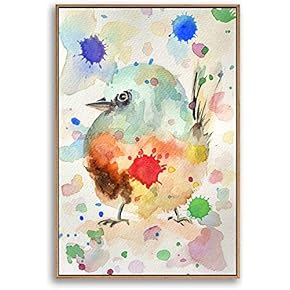 Framed Canvas Home Artwork Decoration Watercolor Painting Canvas Wall Art for Living Room, Bedroom - 16x24 inches