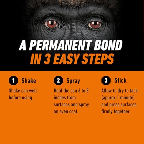 Gorilla Heavy Duty Spray Adhesive, Multi-Purpose, Indoor Outdoor, 396g | Permanent Bond Formula With Wide Pad Nozzle And Controlled Spray For Clean, Even Coverage On Projects