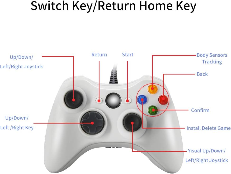Funcilit Xbox 360 Wired Controller for Windows & Xbox 360 Console Black: Computers & Accessories