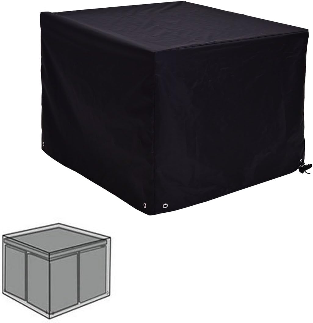 Maxmass Waterproof Garden Square Table Cover 210D-Polyester Furniture Cover Black with Carry Bag