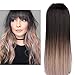 Ombre Clip in Hair Extension Black Pink Straight Long Thick Full Head One Piece U shape 24