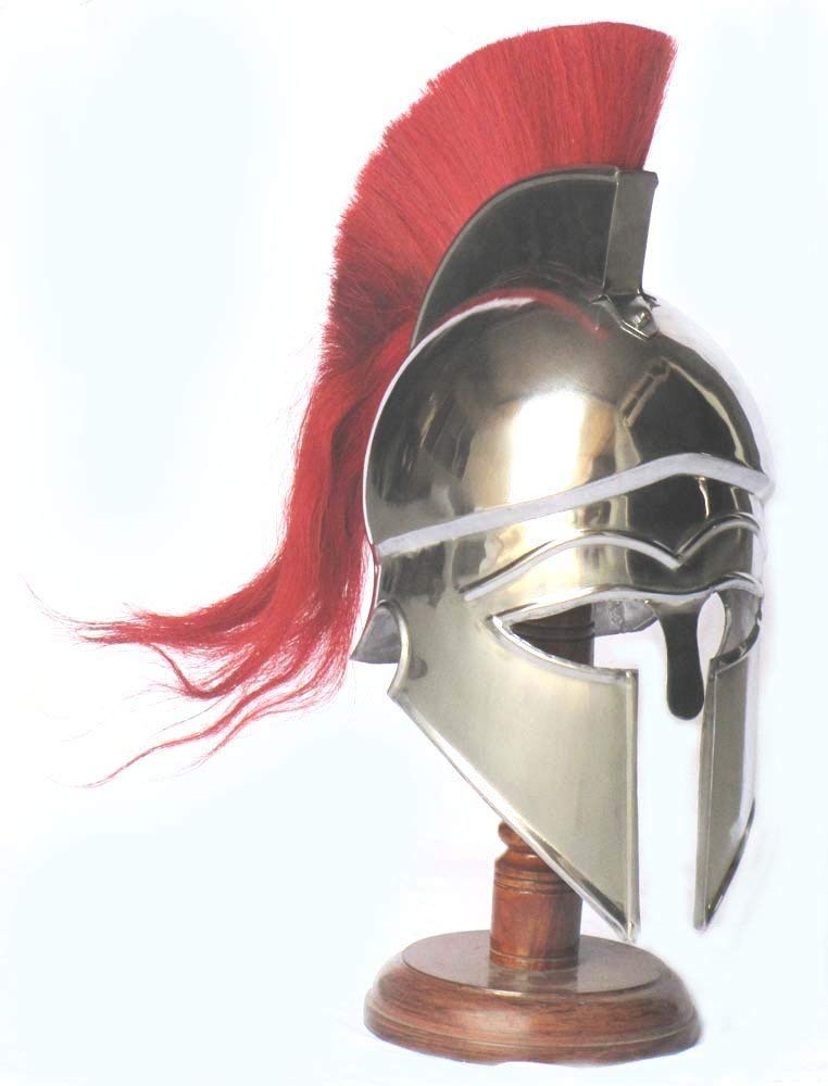 Photo 1 of THOR INSTRUMENTS Medieval Greek Corinthian Armour Helmet With Red Plume Knight Spartan Helmet Replica Rustic Vintage Home Decor Gifts