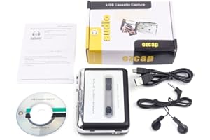 Taozers Cassette Player Cassette to MP3 Converter Capture Audio Music Player Convert Tape Cassette on Tape to PC Laptop Via U