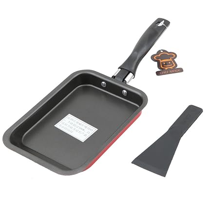 Frying Pan, Rectangular Japanese Style Non-Stick Frying Pan, Burning Cake Roll Egg Roll Pan, Mini Sushi Omelette Square Frying Pan, (30.7 * 12.4 * 2.2cm,Red)