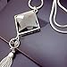 ULAKY Square Glass Pendant Long Tassel Necklace Women Fashion Jewelry