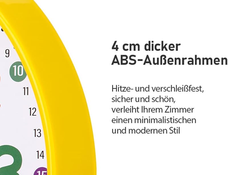 Kinder Wanduhr Lautlos 30cm Bunt Zahlen Lernuhr — Foto 8 von 8