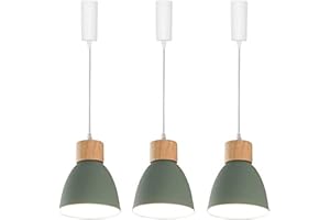 Kiven H-Type Track Lighting Light Fixture, Modern Halo Track Pendant Light, Adjustable Length Track Light Pedant for Bedroom Kitchen Home Lighting Green(3 Lights)