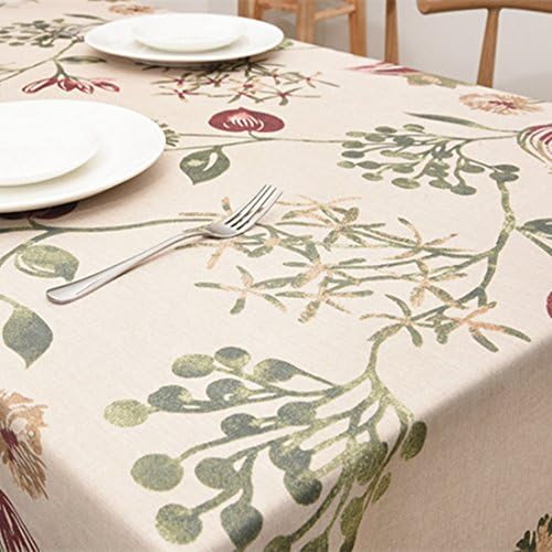 Rectangle Table Cover Cotton and Line Home Decor Table Cloth for Dining Living Room(Floral,55x70.7In)