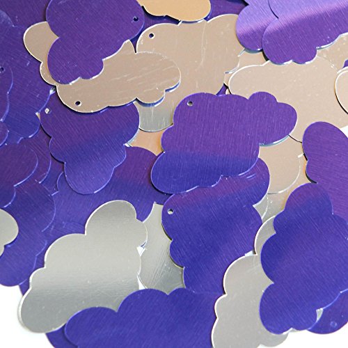 Purple Silver Sequin Cloud 1.5 inch Metallic Couture Paillettes. Made in USA. For embroidery, costume, embellishment