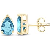 Pear Shape Stud Earrings In 14K Yellow Gold Over Sterling Silver (1 Ct)