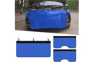 KHGUZ 3PCS Car Fender Covers, PU Leather Mechanic Magnetic Vehicle Fenders Protector with Hooks, Anti Scratch Protective Mat Pad for Repair Automotive Work, Universal for SUV, Sedan, Truck (Blue)