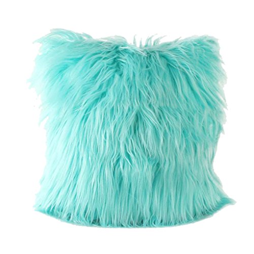 Fashion Plush Furry Cushion Cover Throw Pillow Case Home Bed Room Sofa Decor (Mint Green)
