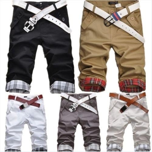 Fifishow New Mens Shorts Chino Cargo Cotton Casual Summer Work Combat Pants Trousers Black 32
