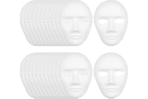 24Pcs White Paper Face Masks, Blank Paper Mache Masks Craft Art To Decorate Paintable Mask DIY Painting Bulk Full Face Plain 