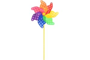 HARFINGTON Rainbow Pinwheels 20.5 Inch 7 Leaves Wind Plastic Windmill for Party Decorations Outdoor Decor Lawn Yard Garden Pa