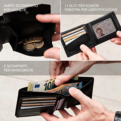 Lavalen® Men's Genuine Leather RFID Wallet with Coin Purse Large Wallet | Handmade RFID Leather Wallet Zipped pocket, space for cards, bills and coins. Makes a great gift.