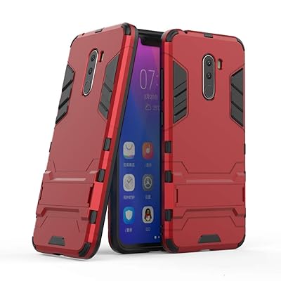 Xiaomi Pocophone F1 Heavy Duty Case DWaybox 2 in 1 Hybrid Armor Hard Back Case Cover with Kickstand for Xiaomi Pocophone F1 6.18 Inch (Marsala Red)