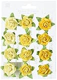 Prima 538644 Fairytale Roses Miniature Mulberry Flower Embellishments, Buttercup