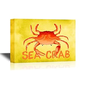Seafood Canvas Wall Art - Sea Crab - Gallery Wrap Modern Home Art | Ready to Hang - 12x18 inches