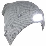 Trasfit Unisex 5 LED Knitted Beanie Hat for Camping, Grilling, Auto Repair, Jogging, Walking, or Handyman Working, Hands Free Led Beanie Cap (Grey)