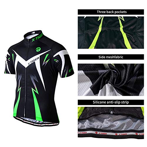 image for X-TIGER Men's Cycling Jersey Set,Biking Short Sleeve Set with 5D Gel P