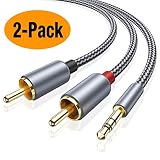 RCA Cable, oldboytech 3.5mm to 2-Male RCA Adapter Audio Cable [2-Pack,6ft,Hi-Fi Sound] Nylon-Braided Auxiliary AUX Y Cord for Stereo Receiver Speaker Smartphone Tablet HDTV MP3 Player Echo&nbsp;Dot & More