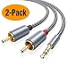 RCA Cable, oldboytech 3.5mm to 2-Male RCA Adapter Audio Cable [2-Pack,6ft,Hi-Fi Sound] Nylon-Braided Auxiliary AUX Y Cord for Stereo Receiver Speaker Smartphone Tablet HDTV MP3 Player Echo&nbsp;Dot & More