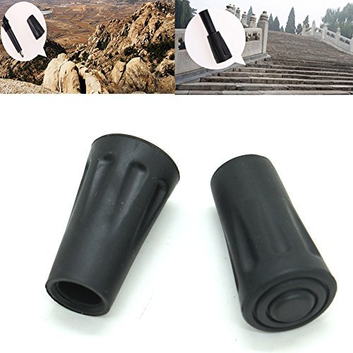 WEFOO 12 Pcs Replacement Rubber Tip Protector Flex Walk Tip - Fits All Standard Hiking, Trekking, Walking Poles,Black